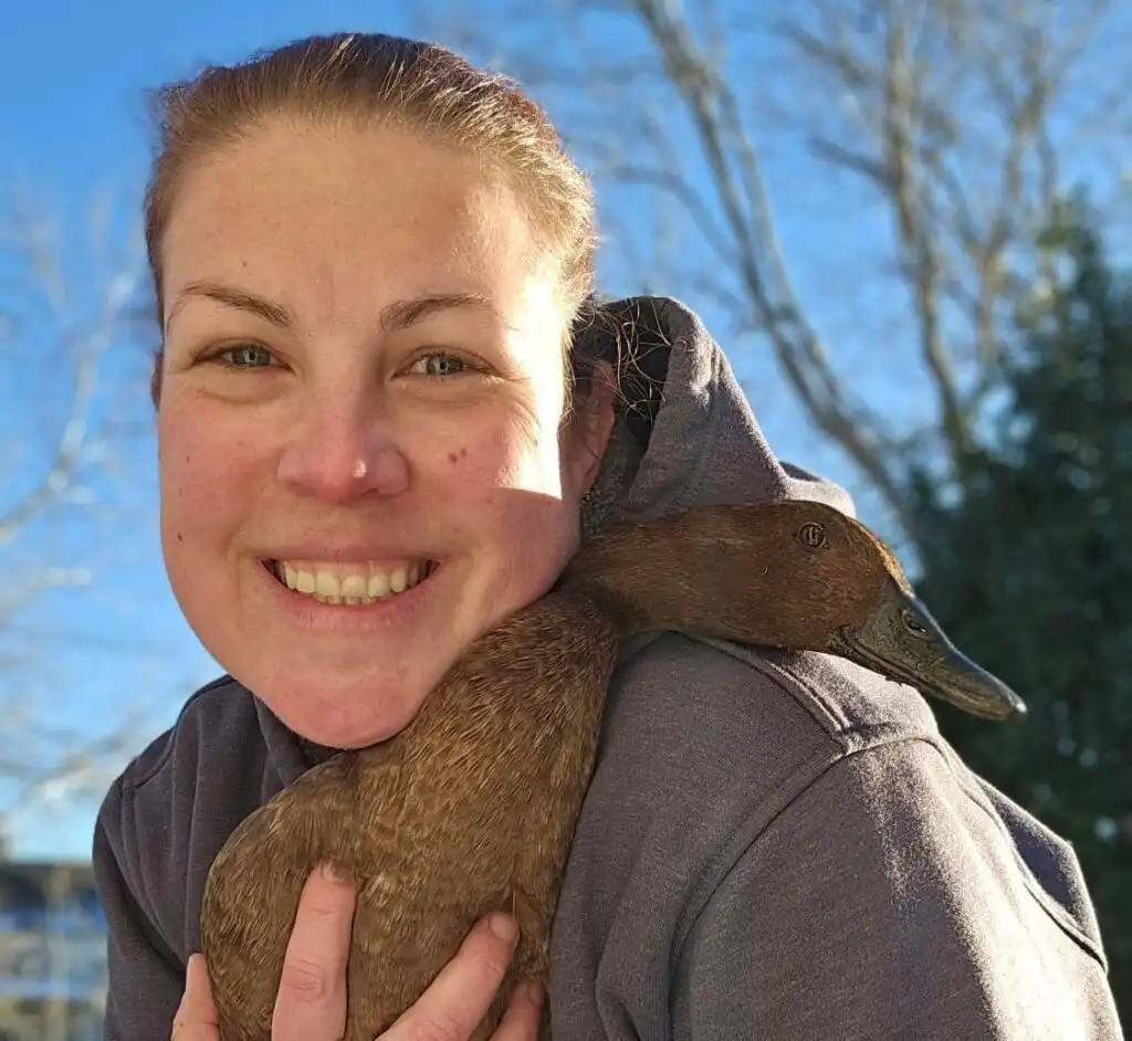 Melanie cuddling with Krumel