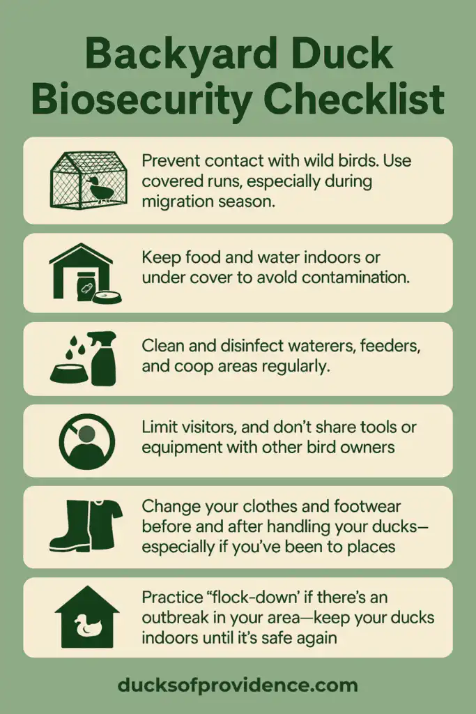 biosecurity checklist to prevent avian influenza in ducks
