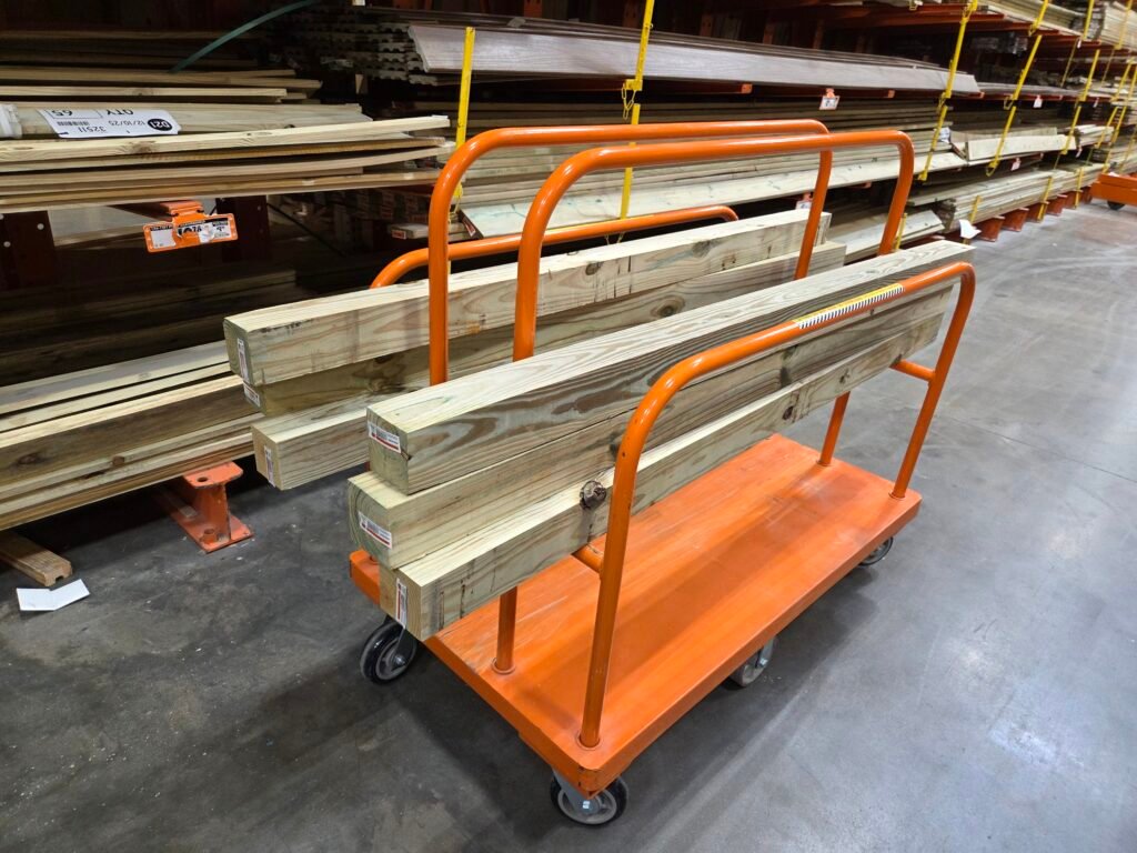 purchasing lumber at the hardware store