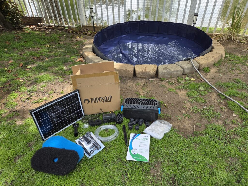 pond filter kit with solar panel and fountain for the duck pool